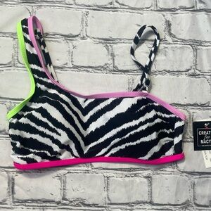 Zebra Print with Neon Accents Bikini Top